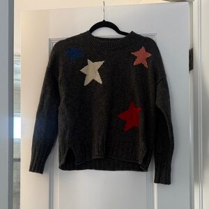 Star Patterned Sweater - Black with Red, Blue, and Cream Accents